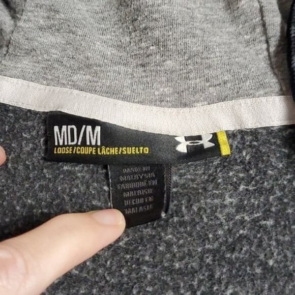 Under Armour Unisex Sz. M Grey Full Zippered Hoodie with Pockets - Picture 5 of 12